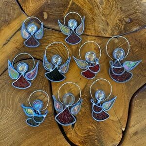 Stained Glass Christmas Angels Vintage Handmade 9 piece set